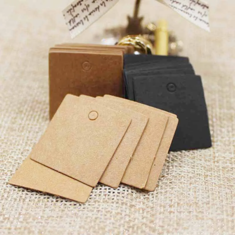 Kraft Hang Tag - 100pcs 2.5*2.5cm 작은 크기 정사각형 의류