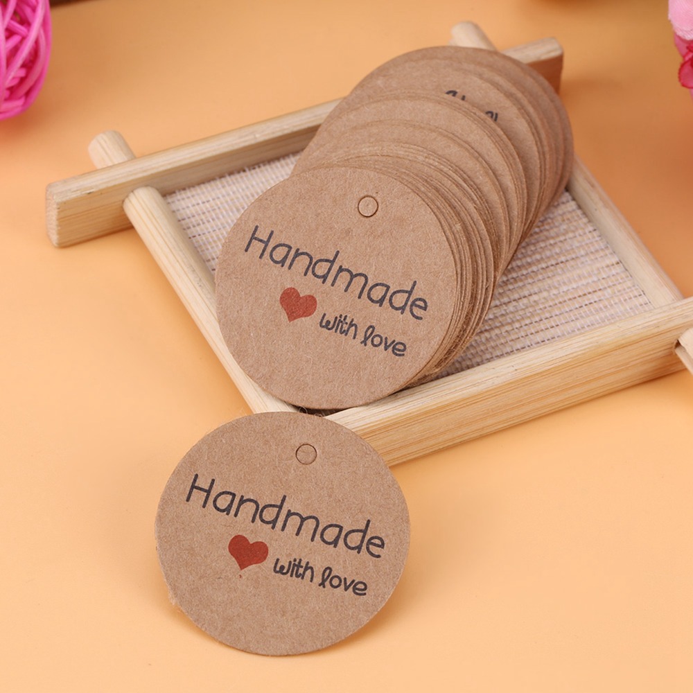 100pcs 가격표 갈색 수제 행택 라운드 모양의 끈이 - Kraft Hang Tag 리뷰 및 가격