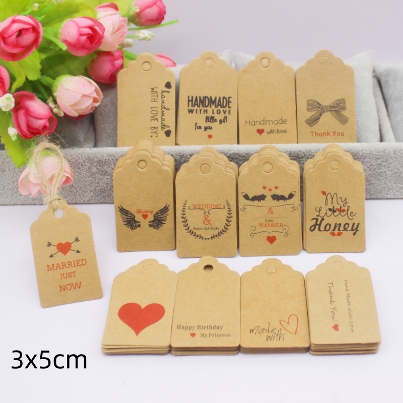 100pcs+100string 3x5cm 흰색/크래프트 - Kraft Hang Tag 리뷰 및 가격